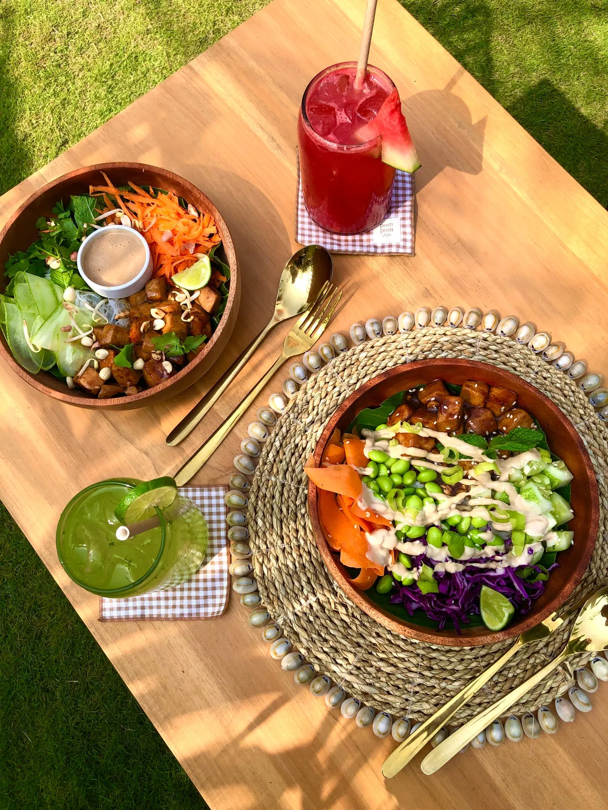 Vegan brunch spread at Luana Bowls in Selong Belanak
